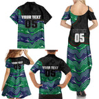 Custom Warriors Family Matching Summer Maxi Dress and Hawaiian Shirt Tiki Mascot With Aboriginal Indigenous