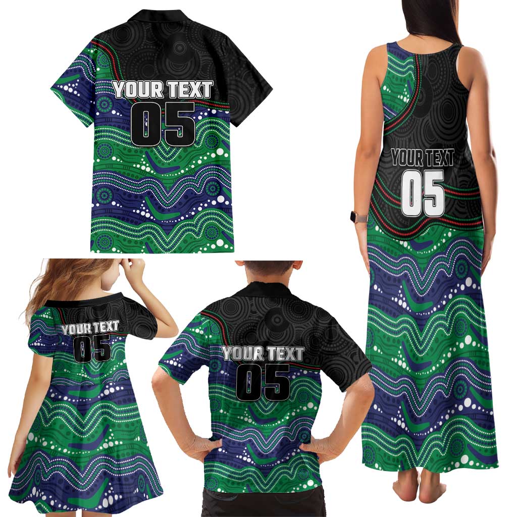 Custom Warriors Family Matching Tank Maxi Dress and Hawaiian Shirt Tiki Mascot With Aboriginal Indigenous