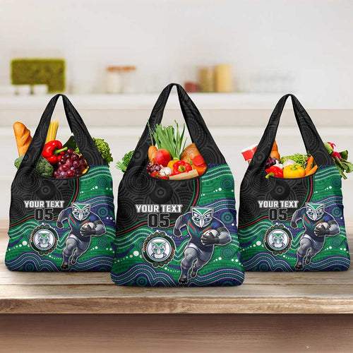 Custom Warriors Grocery Bag Tiki Mascot With Aboriginal Indigenous