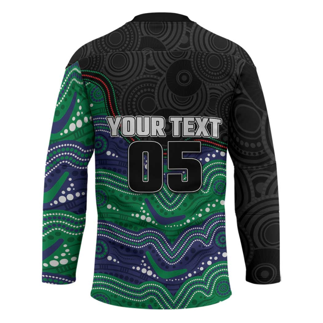 Custom Warriors Hockey Jersey Tiki Mascot With Aboriginal Indigenous