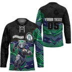 Custom Warriors Hockey Jersey Tiki Mascot With Aboriginal Indigenous