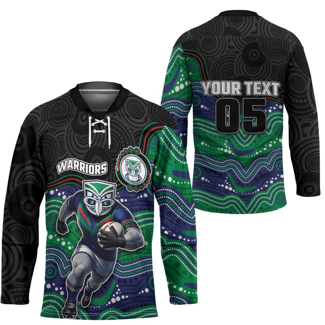 Custom Warriors Hockey Jersey Tiki Mascot With Aboriginal Indigenous