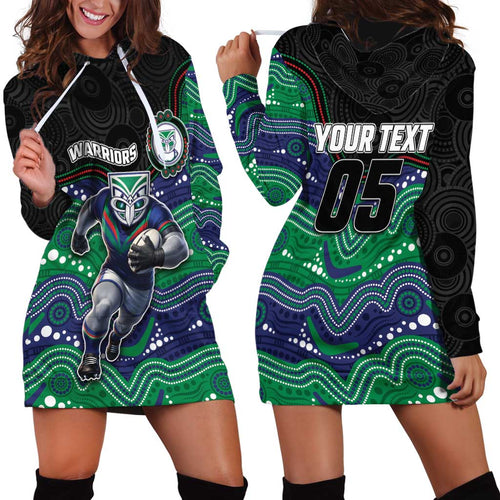 Custom Warriors Hoodie Dress Tiki Mascot With Aboriginal Indigenous