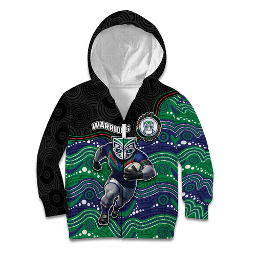 Custom Warriors Kid Hoodie Tiki Mascot With Aboriginal Indigenous
