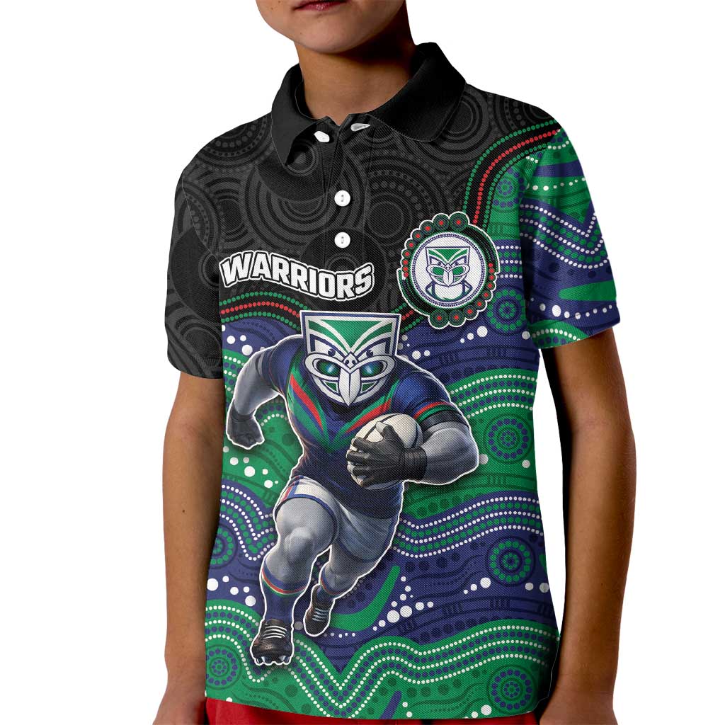 Custom Warriors Kid Polo Shirt Tiki Mascot With Aboriginal Indigenous