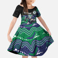 Custom Warriors Kid Short Sleeve Dress Tiki Mascot With Aboriginal Indigenous