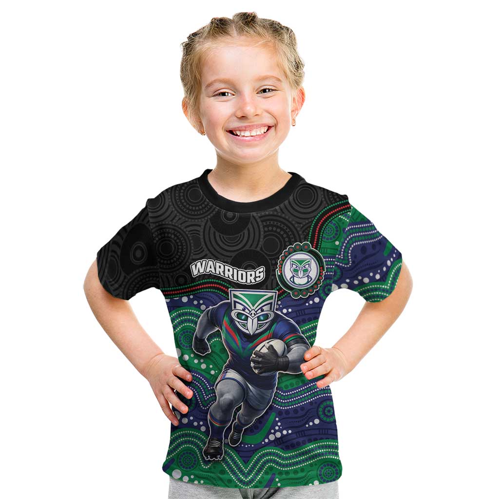 Custom Warriors Kid T Shirt Tiki Mascot With Aboriginal Indigenous