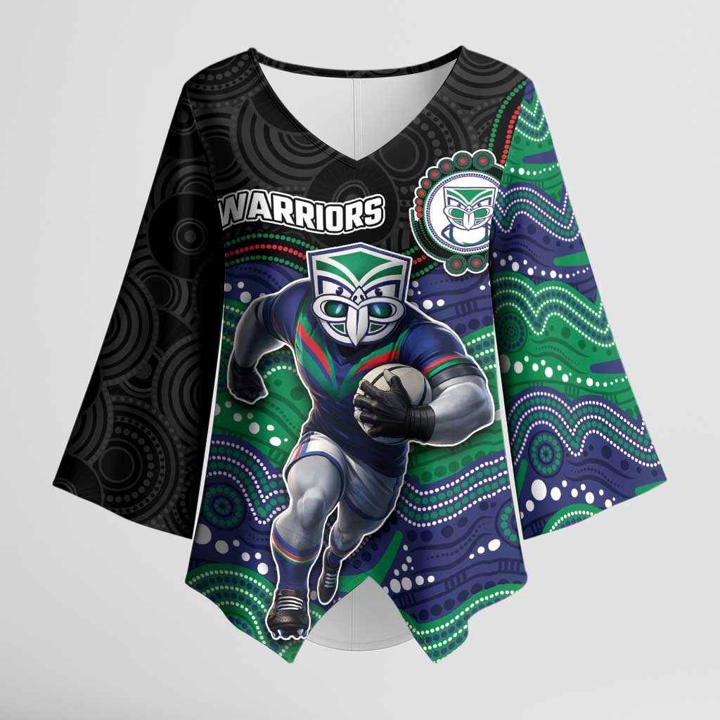 Custom Warriors Kimono Sleeve Blouse Tiki Mascot With Aboriginal Indigenous