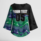 Custom Warriors Kimono Sleeve Blouse Tiki Mascot With Aboriginal Indigenous