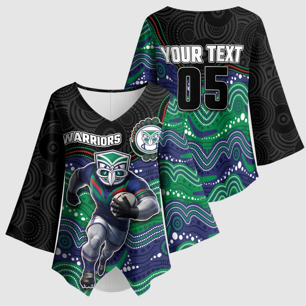 Custom Warriors Kimono Sleeve Blouse Tiki Mascot With Aboriginal Indigenous