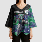 Custom Warriors Kimono Sleeve Blouse Tiki Mascot With Aboriginal Indigenous