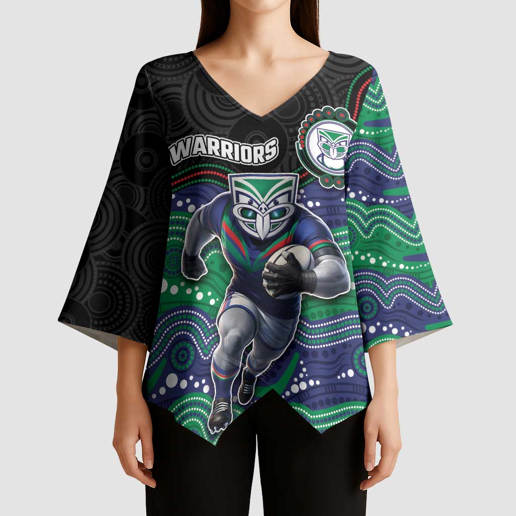 Custom Warriors Kimono Sleeve Blouse Tiki Mascot With Aboriginal Indigenous