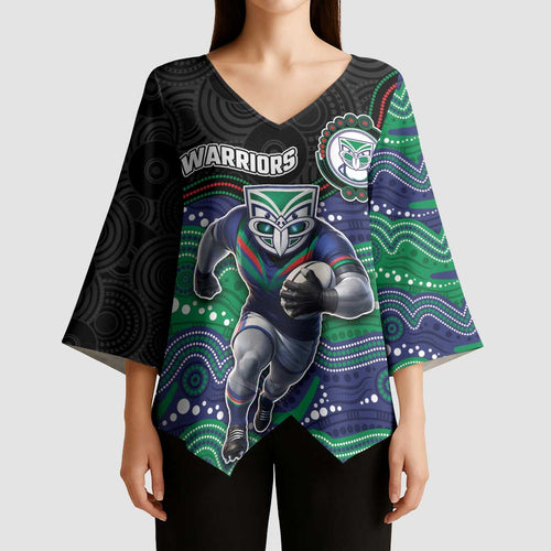Custom Warriors Kimono Sleeve Blouse Tiki Mascot With Aboriginal Indigenous