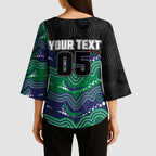 Custom Warriors Kimono Sleeve Blouse Tiki Mascot With Aboriginal Indigenous