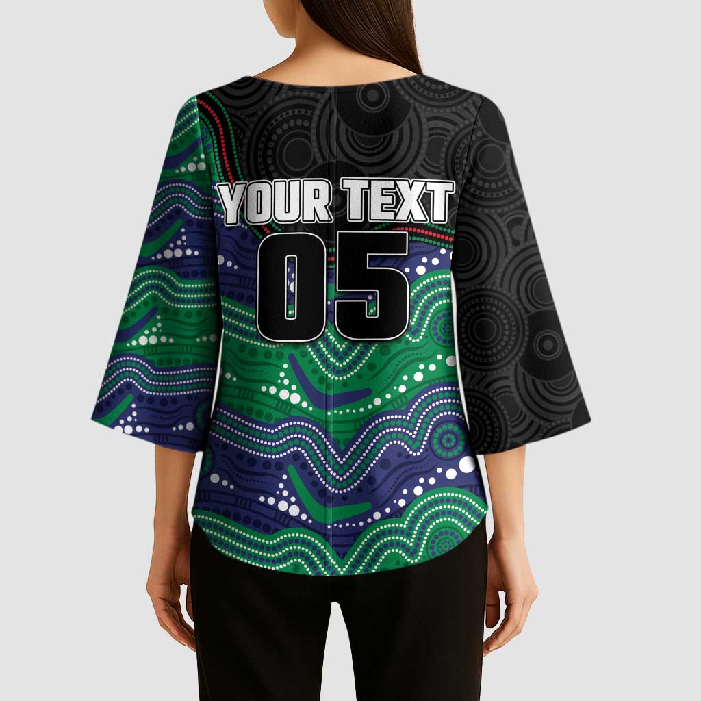 Custom Warriors Kimono Sleeve Blouse Tiki Mascot With Aboriginal Indigenous