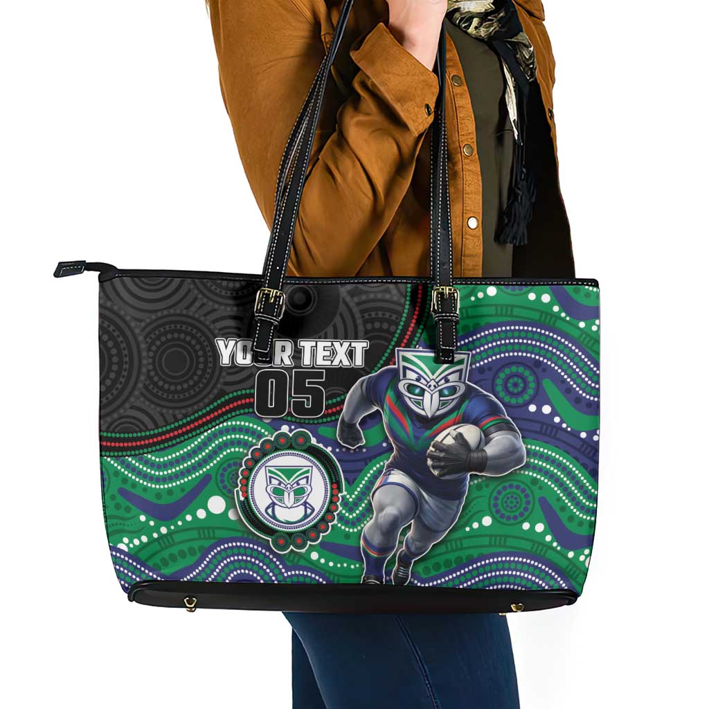 Custom Warriors Leather Tote Bag Tiki Mascot With Aboriginal Indigenous