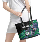 Custom Warriors Leather Tote Bag Tiki Mascot With Aboriginal Indigenous