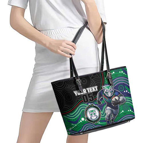 Custom Warriors Leather Tote Bag Tiki Mascot With Aboriginal Indigenous