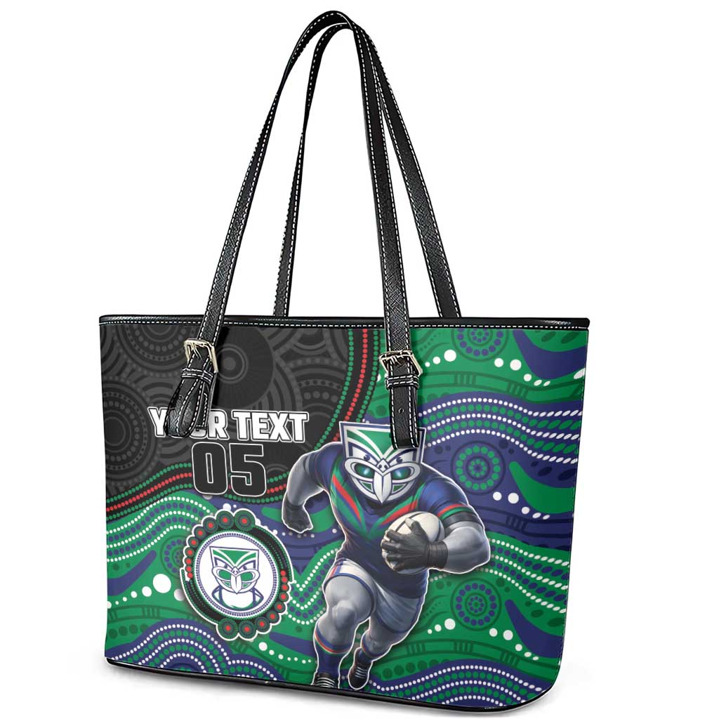 Custom Warriors Leather Tote Bag Tiki Mascot With Aboriginal Indigenous