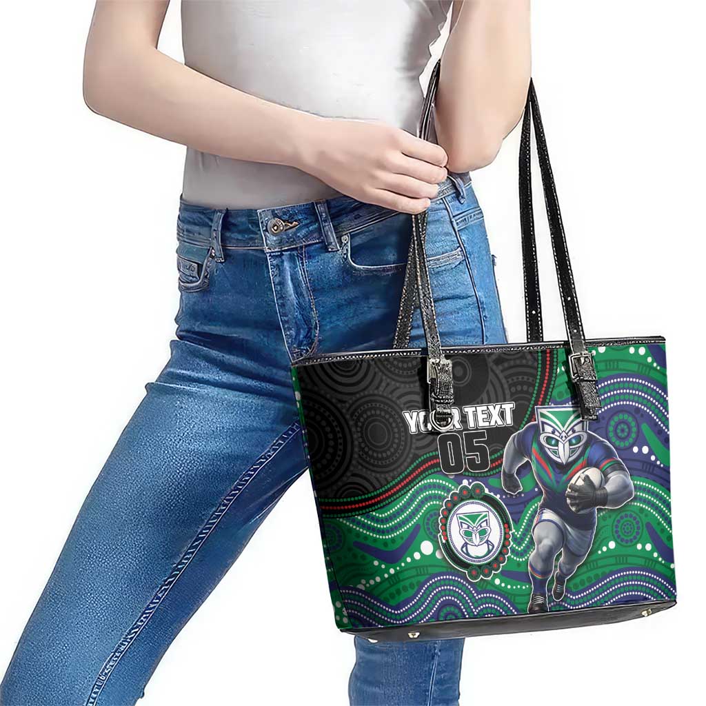 Custom Warriors Leather Tote Bag Tiki Mascot With Aboriginal Indigenous