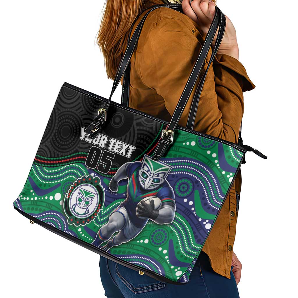 Custom Warriors Leather Tote Bag Tiki Mascot With Aboriginal Indigenous