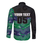 Custom Warriors Long Sleeve Button Shirt Tiki Mascot With Aboriginal Indigenous