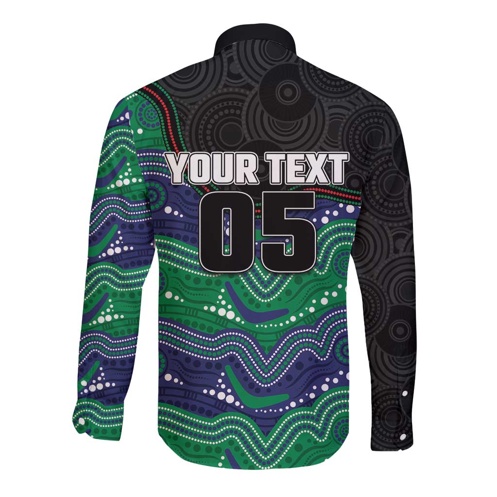Custom Warriors Long Sleeve Button Shirt Tiki Mascot With Aboriginal Indigenous