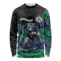 Custom Warriors Long Sleeve Shirt Tiki Mascot With Aboriginal Indigenous