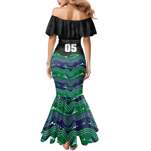 Custom Warriors Mermaid Dress Tiki Mascot With Aboriginal Indigenous