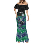 Custom Warriors Mermaid Dress Tiki Mascot With Aboriginal Indigenous