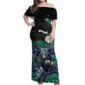 Custom Warriors Off Shoulder Maxi Dress Tiki Mascot With Aboriginal Indigenous