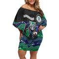 Custom Warriors Off Shoulder Short Dress Tiki Mascot With Aboriginal Indigenous