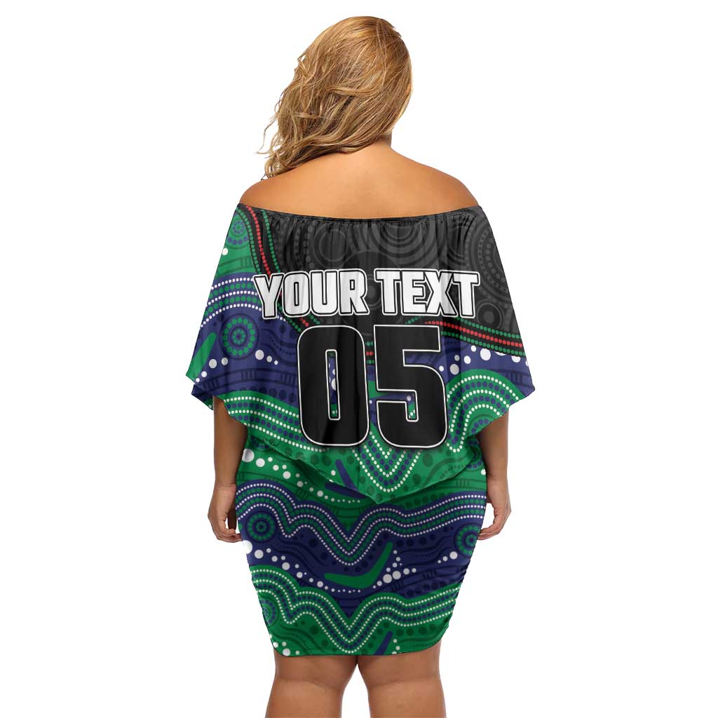 Custom Warriors Off Shoulder Short Dress Tiki Mascot With Aboriginal Indigenous