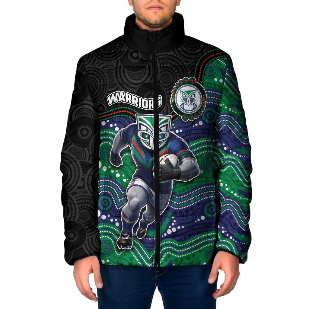 Custom Warriors Padded Jacket Tiki Mascot With Aboriginal Indigenous