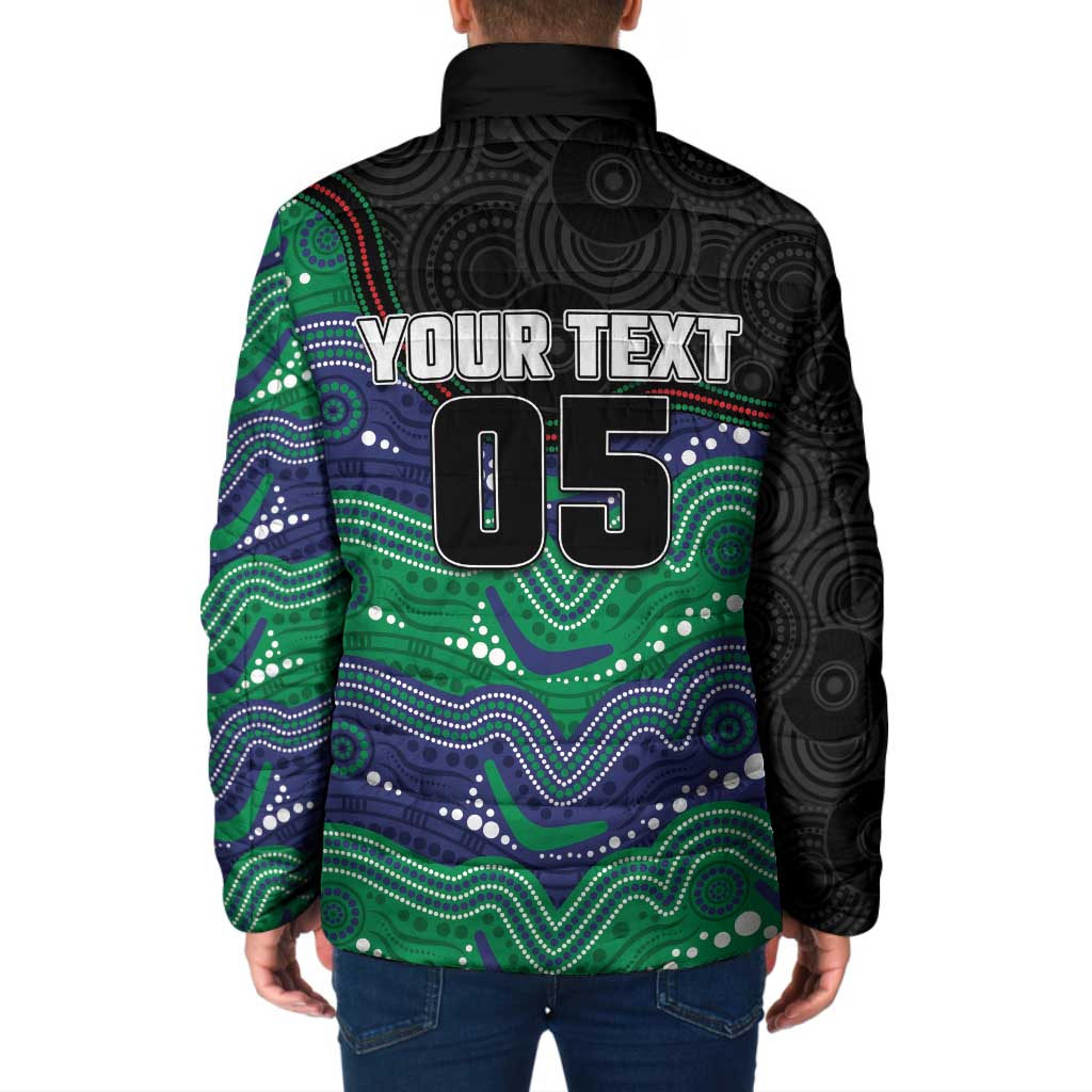Custom Warriors Padded Jacket Tiki Mascot With Aboriginal Indigenous