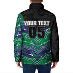 Custom Warriors Padded Jacket Tiki Mascot With Aboriginal Indigenous