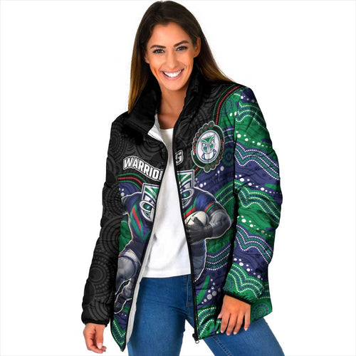 Custom Warriors Padded Jacket Tiki Mascot With Aboriginal Indigenous