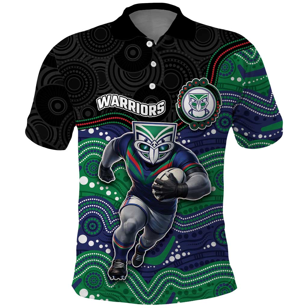 Custom Warriors Polo Shirt Tiki Mascot With Aboriginal Indigenous