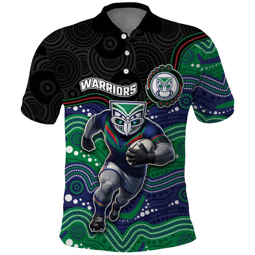 Custom Warriors Polo Shirt Tiki Mascot With Aboriginal Indigenous