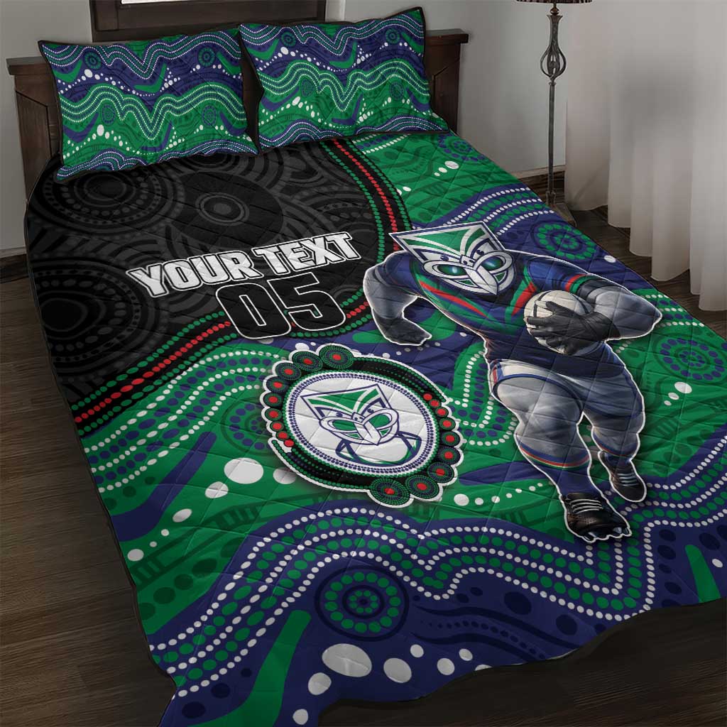 Custom Warriors Quilt Bed Set Tiki Mascot With Aboriginal Indigenous