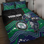 Custom Warriors Quilt Bed Set Tiki Mascot With Aboriginal Indigenous