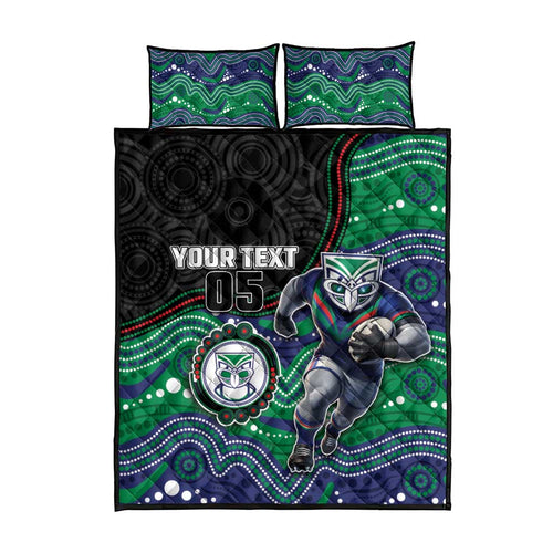 Custom Warriors Quilt Bed Set Tiki Mascot With Aboriginal Indigenous