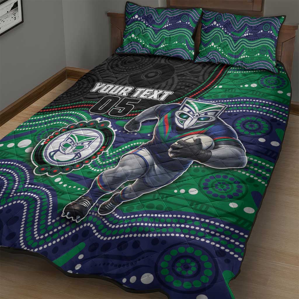 Custom Warriors Quilt Bed Set Tiki Mascot With Aboriginal Indigenous