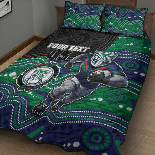 Custom Warriors Quilt Bed Set Tiki Mascot With Aboriginal Indigenous