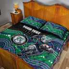 Custom Warriors Quilt Bed Set Tiki Mascot With Aboriginal Indigenous