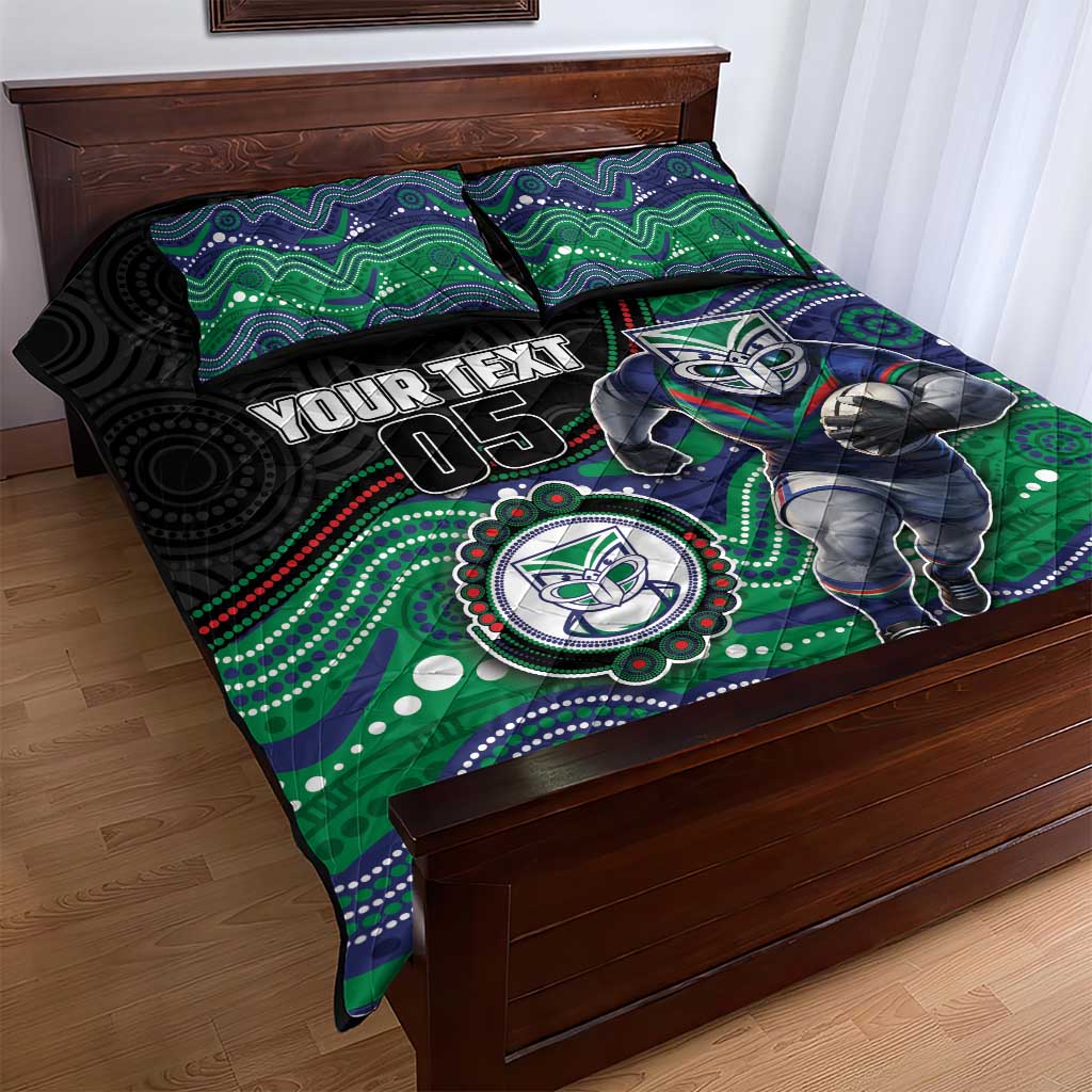 Custom Warriors Quilt Bed Set Tiki Mascot With Aboriginal Indigenous