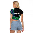 Custom Warriors Raglan Cropped T Shirt Tiki Mascot With Aboriginal Indigenous