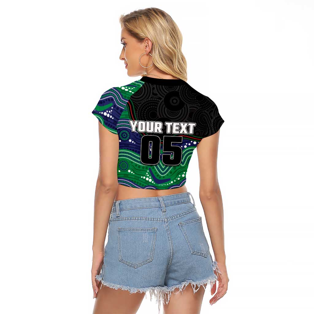 Custom Warriors Raglan Cropped T Shirt Tiki Mascot With Aboriginal Indigenous