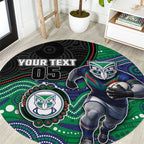 Custom Warriors Round Carpet Tiki Mascot With Aboriginal Indigenous