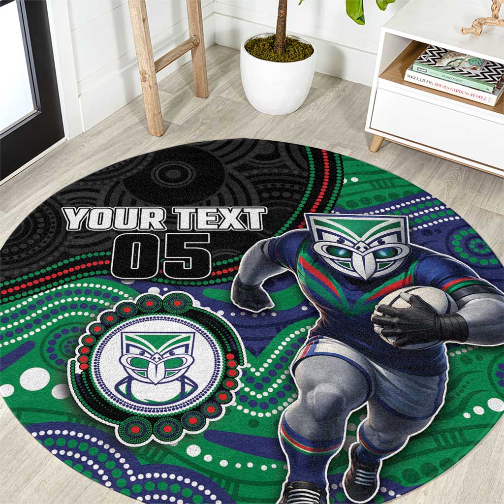 Custom Warriors Round Carpet Tiki Mascot With Aboriginal Indigenous